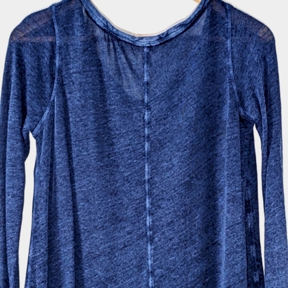 Free People Affogato Hacci Tunic Top Long Sleeve 0Tie Midnight Denim Blue Size S - Picture 6 of 13